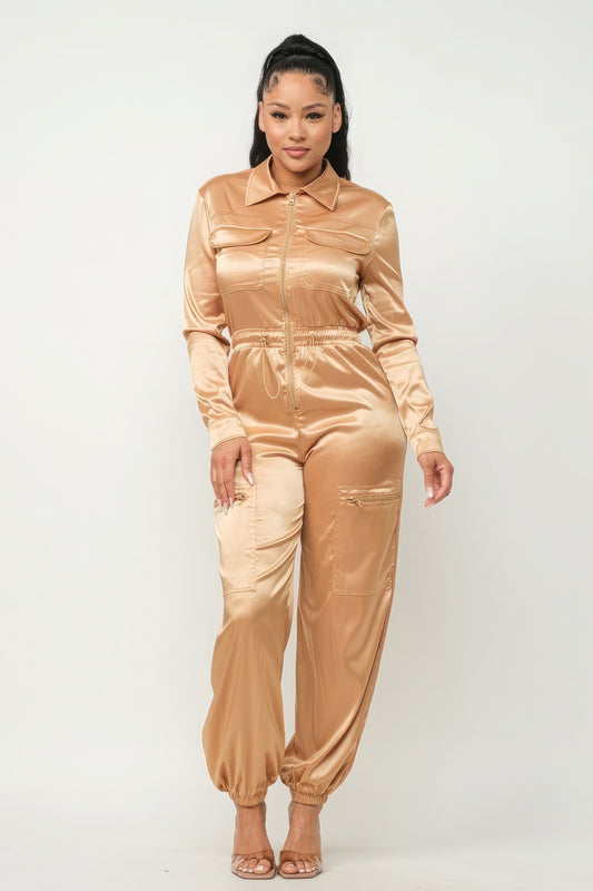 Sale - Front Zipper Pockets Top And Pants Jumpsuit – On Sale Now