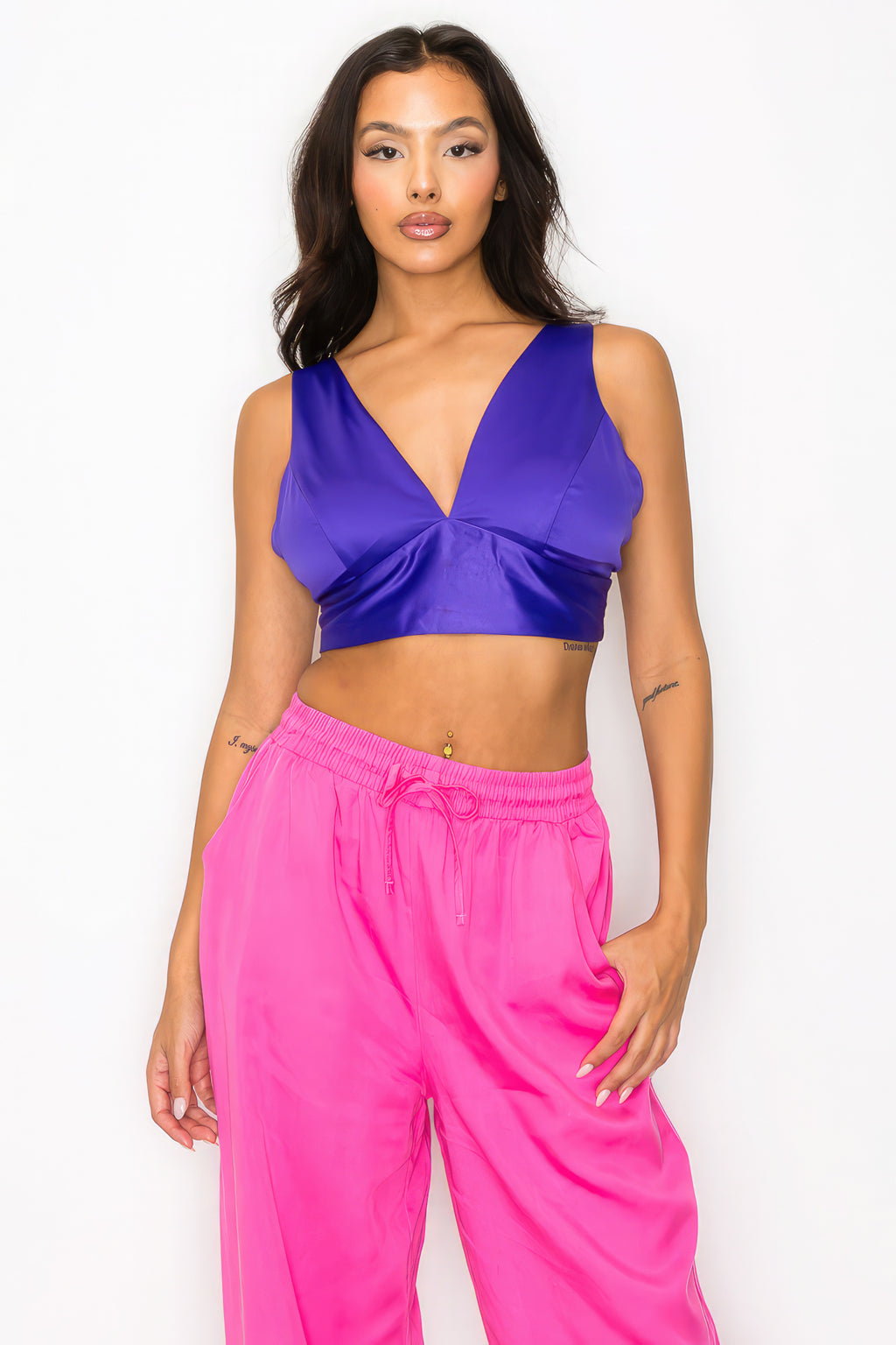 Smock V-neck Satin Bra Top-Product Type | Naughty Smile Fashion