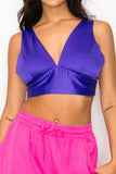 Smock V-neck Satin Bra Top