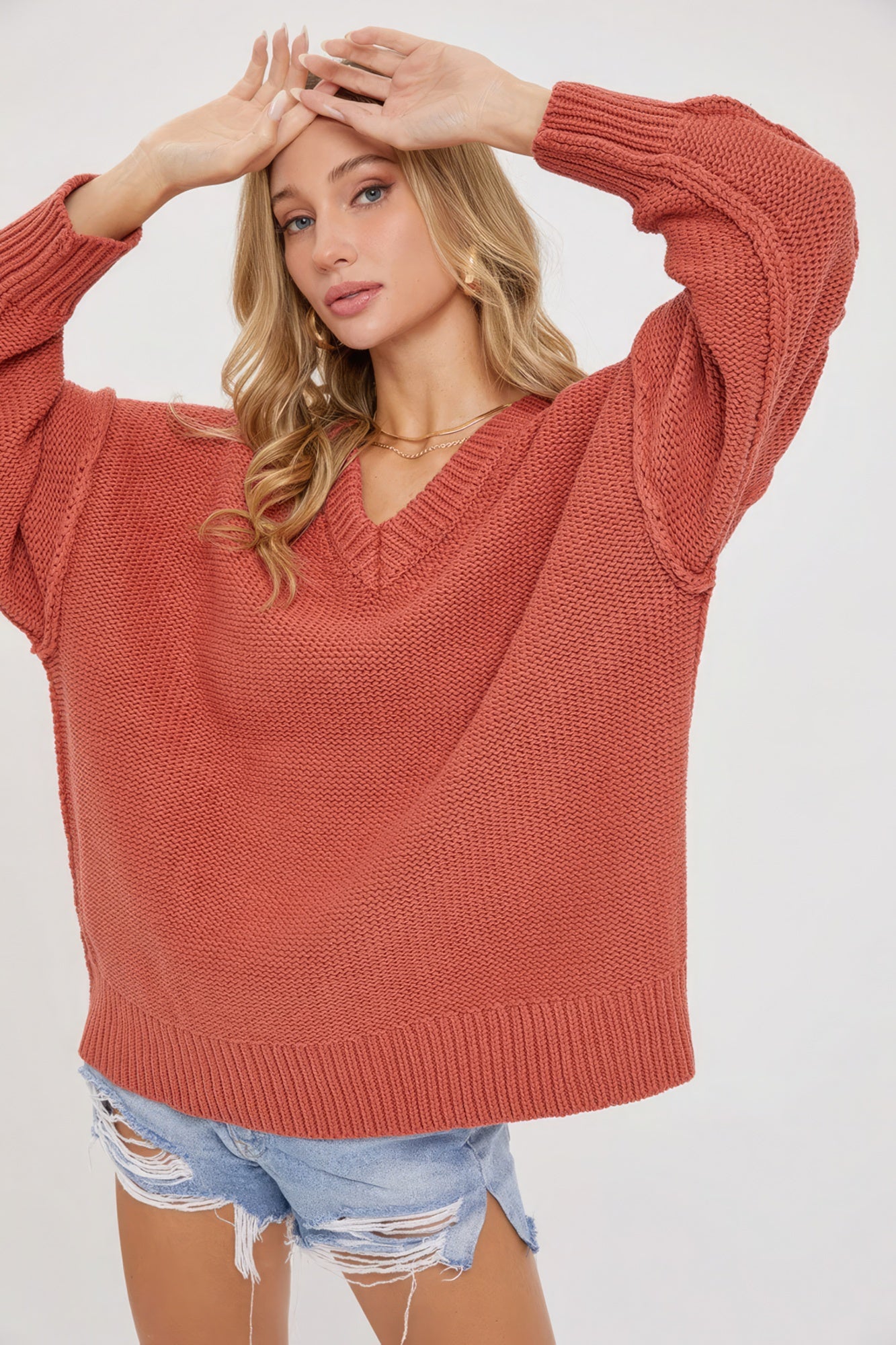 Sale - V Neck Oversized Sweater – On Sale Now