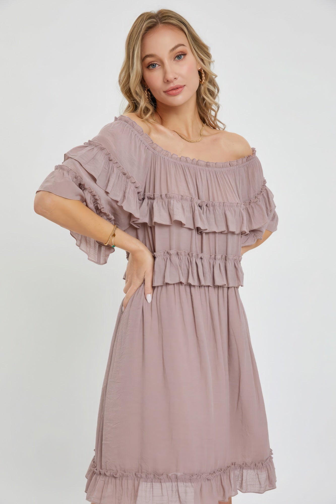 Off Shoulder Ruffle Dress-Product Type | Naughty Smile Fashion