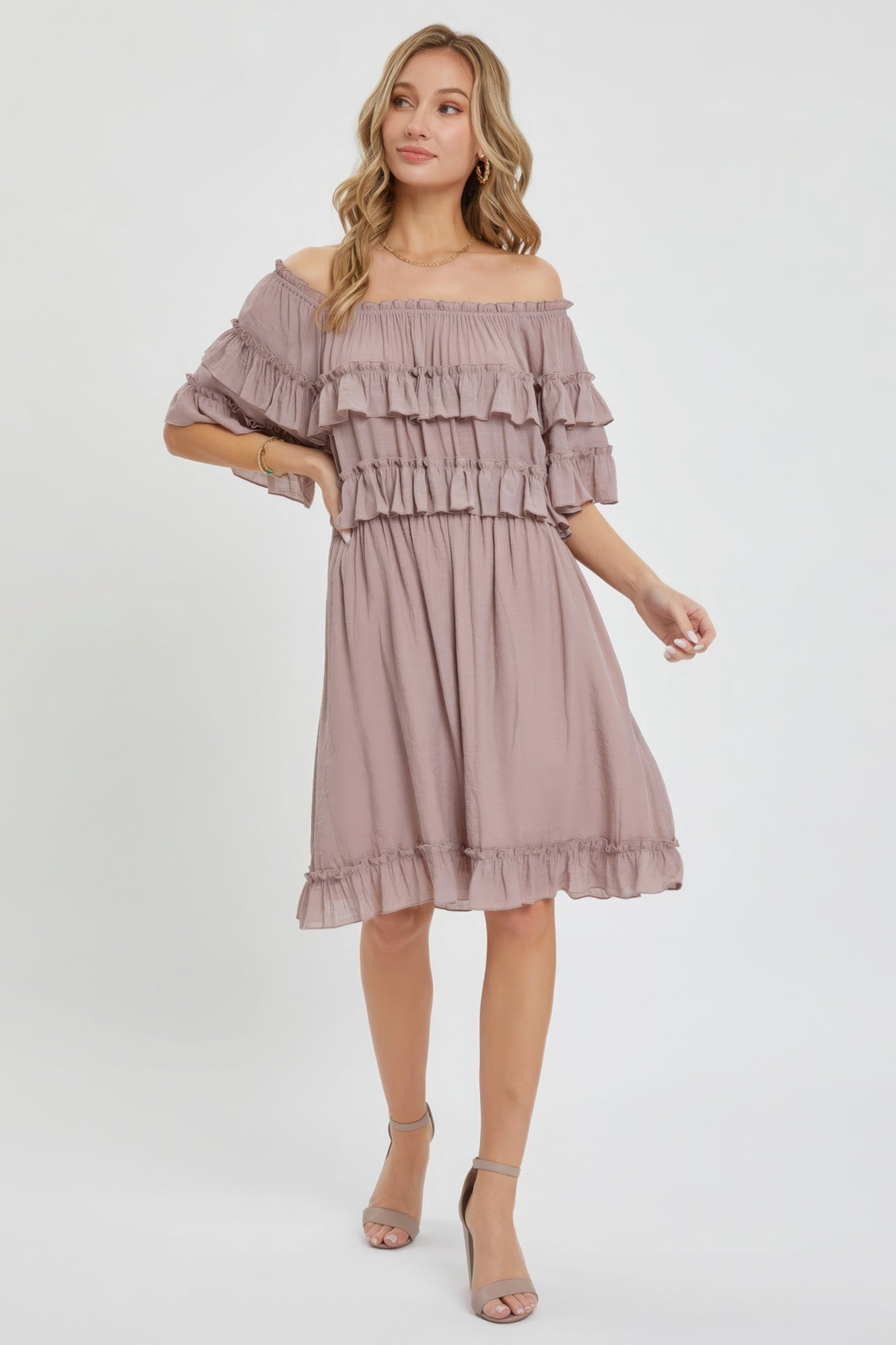 Off Shoulder Ruffle Dress-Product Type | Naughty Smile Fashion