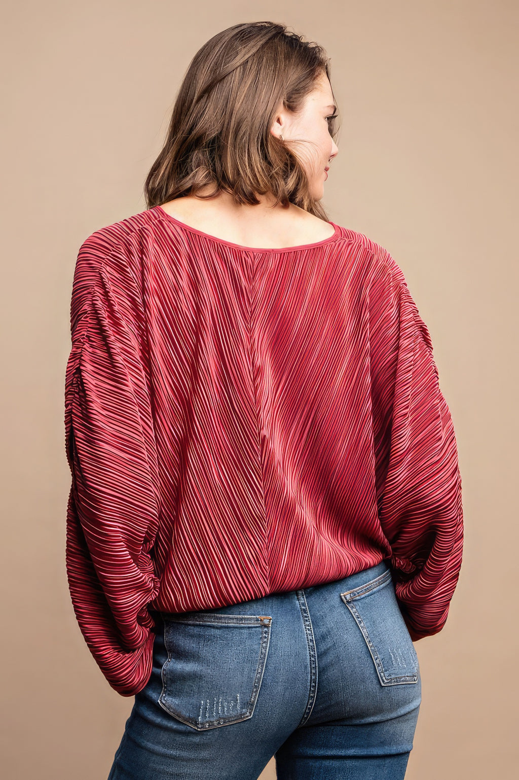 Satin Pleated Drawstring Top With Snap Button-Product Type | Naughty Smile Fashion