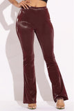 Velvet Pu Flared Pants