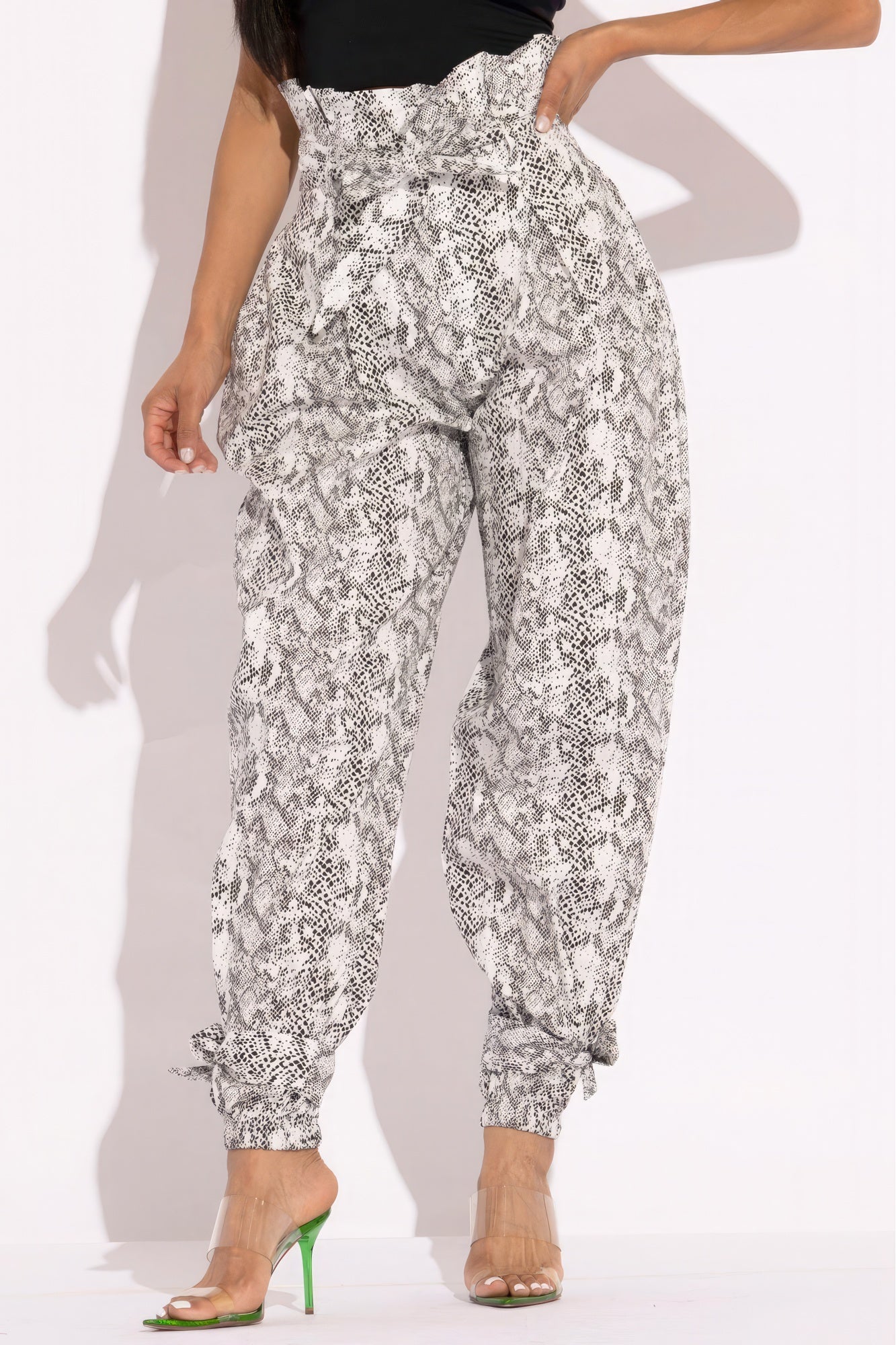 Snake Skin Printed Paper Bag Style Cargo Pants-Product Type | Naughty Smile Fashion