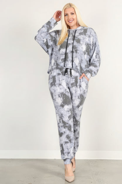Plus Size Tie Dye Print Pullover Hoodie And Sweatpants – Stylish & Comfortable – men’s fashion, stylish and versatile