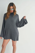Bell Sleeve Turtle Neck Dress-Product Type | Naughty Smile Fashion