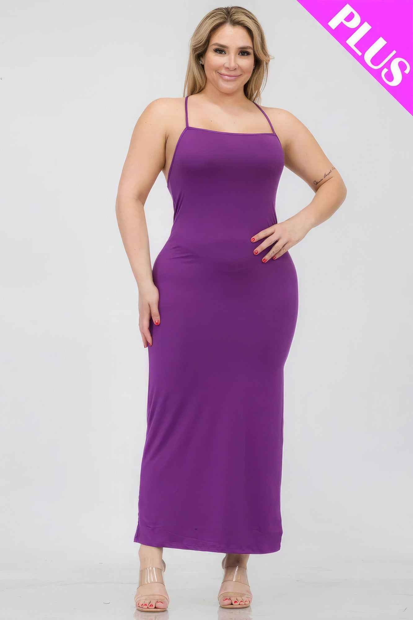 Plus Size Crisscross Back Split Thigh Maxi Dress – Stylish & Comfortable – men’s fashion, stylish and versatile