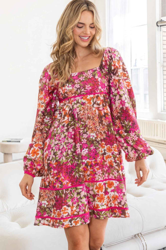 Sale - Floral Square Neckline Mini Dress – On Sale Now