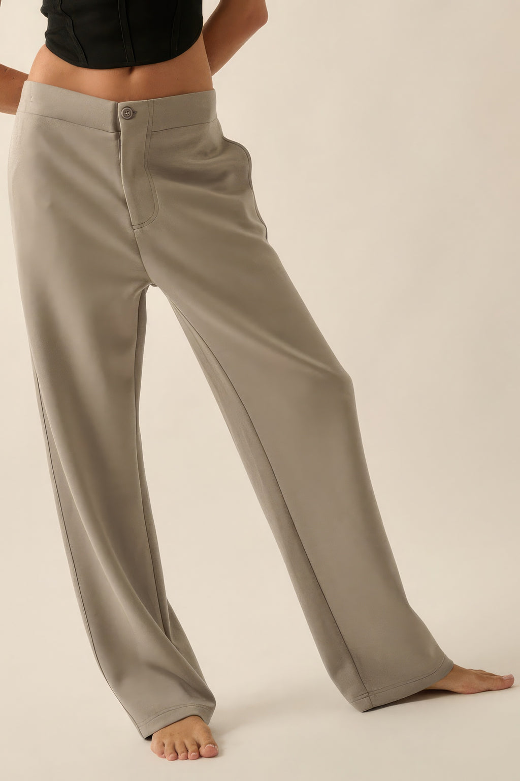 Premium Scuba High Waist Button Zip Up Fly Pants-Product Type | Naughty Smile Fashion