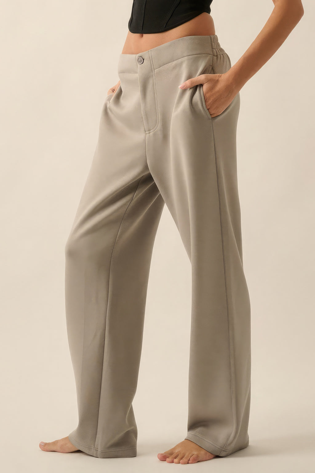 Premium Scuba High Waist Button Zip Up Fly Pants-Product Type | Naughty Smile Fashion