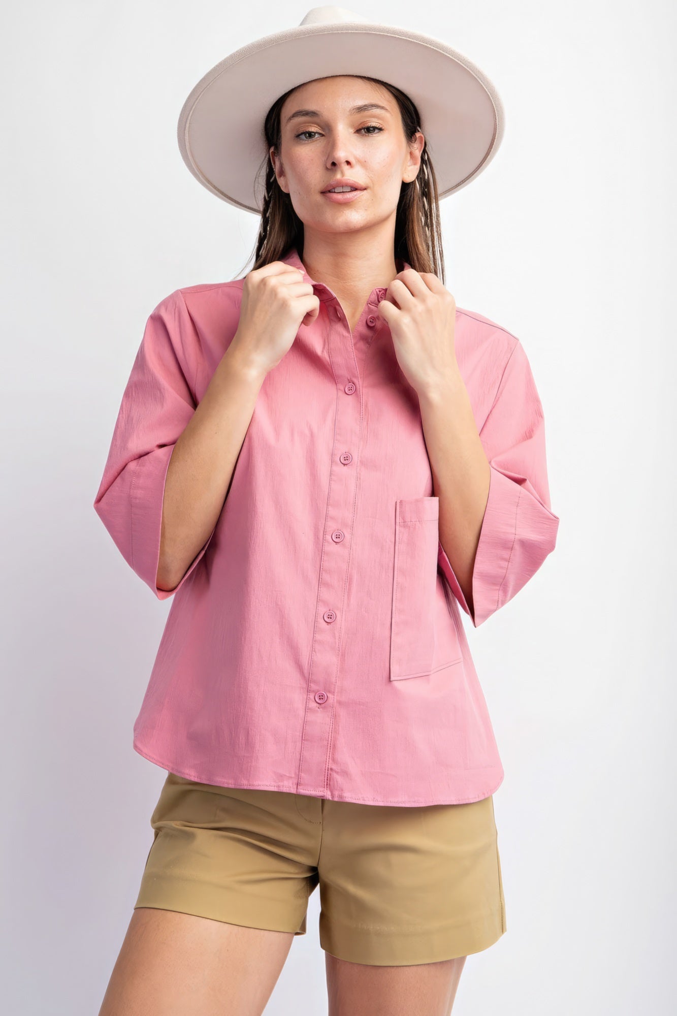 Sale - Half Slvs Stretch Poplin Button Down Shirt – On Sale Now