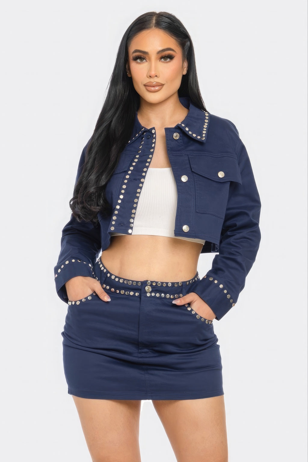 Embroidered cropped shirt set-Product Type | Naughty Smile Fashion