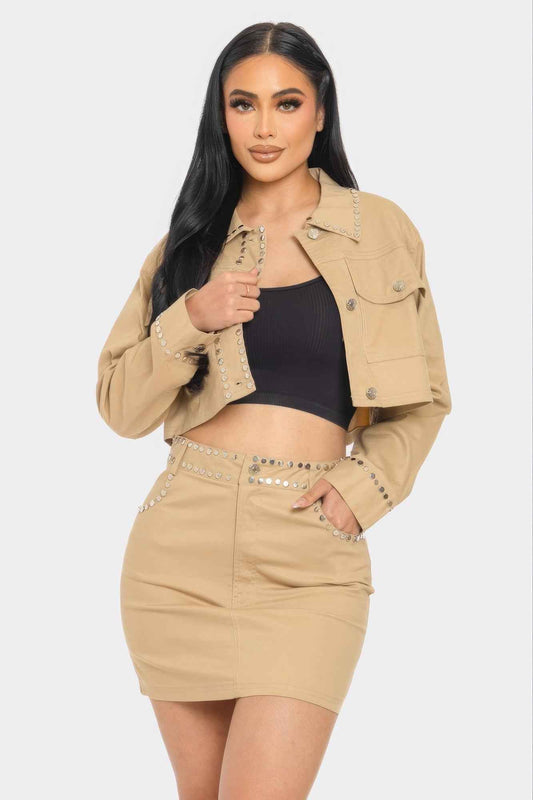 Sale - Embroidered cropped shirt set – On Sale Now