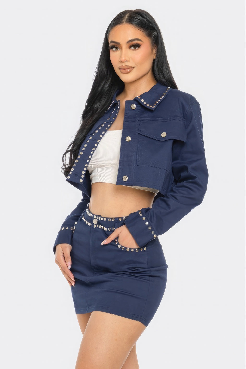 Embroidered cropped shirt set-Product Type | Naughty Smile Fashion