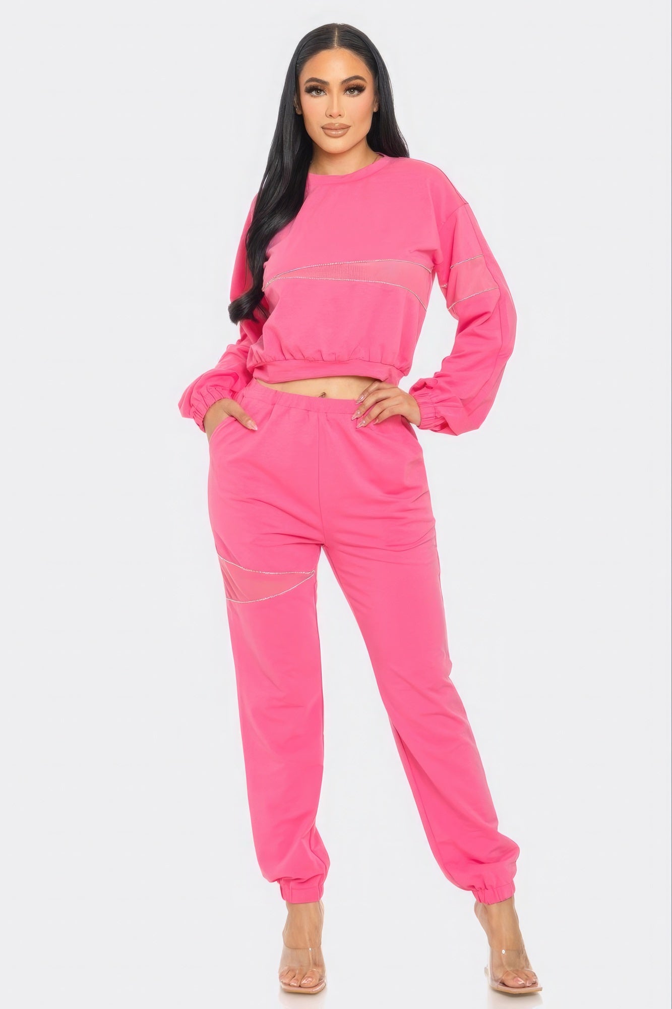 Sale - Terry Mesh & Rhinestone Detail Set – On Sale Now