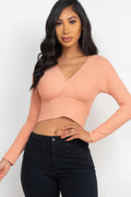 Ribbed Wrap Front Long Sleeve Top-Product Type | Naughty Smile Fashion