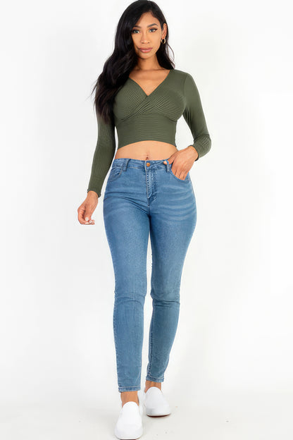 Sale - Ribbed Wrap Front Long Sleeve Top – On Sale Now