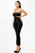 Metallic Rushed Halter Dress-Product Type | Naughty Smile Fashion
