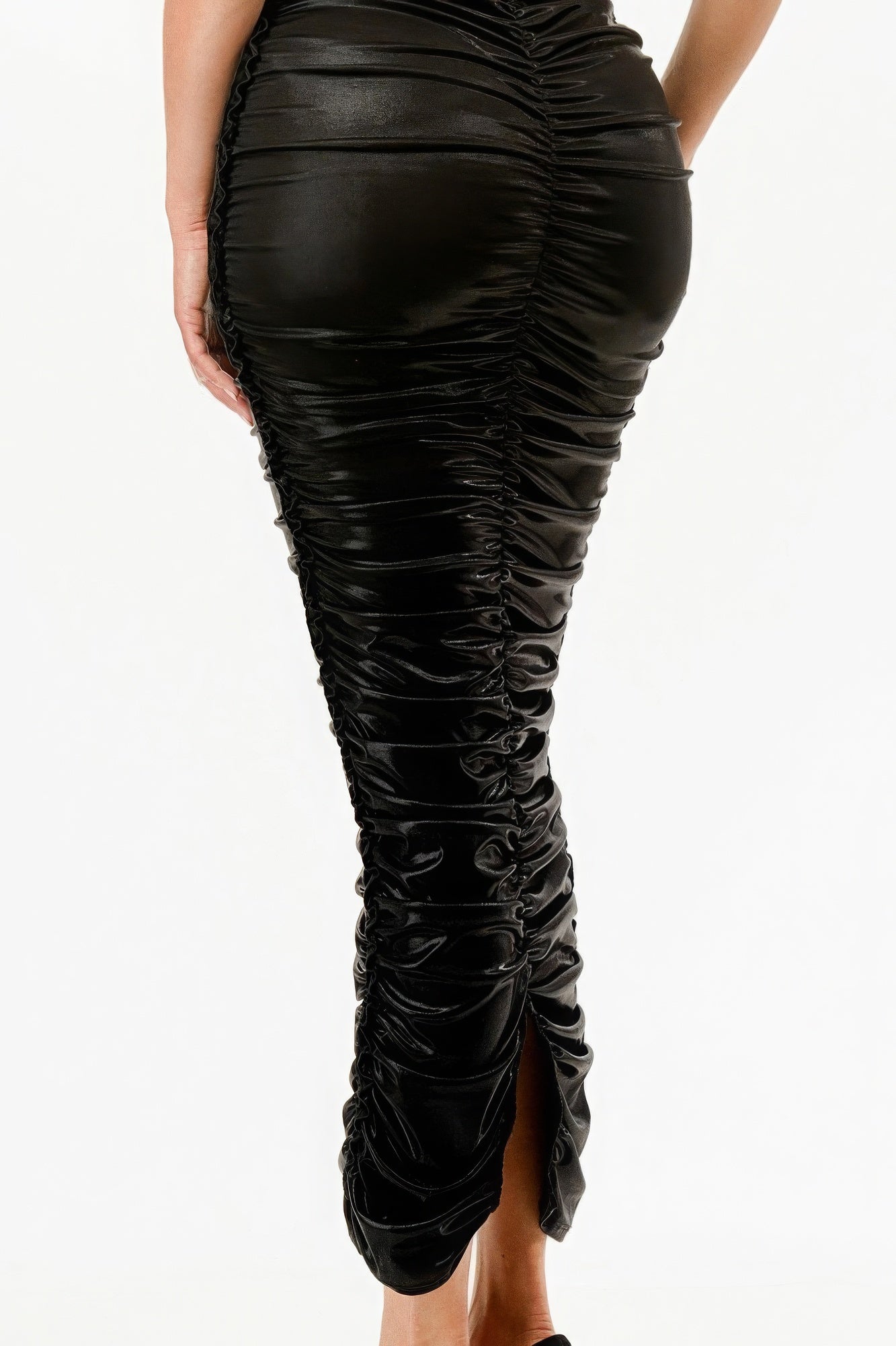 Metallic Rushed Halter Dress-Product Type | Naughty Smile Fashion