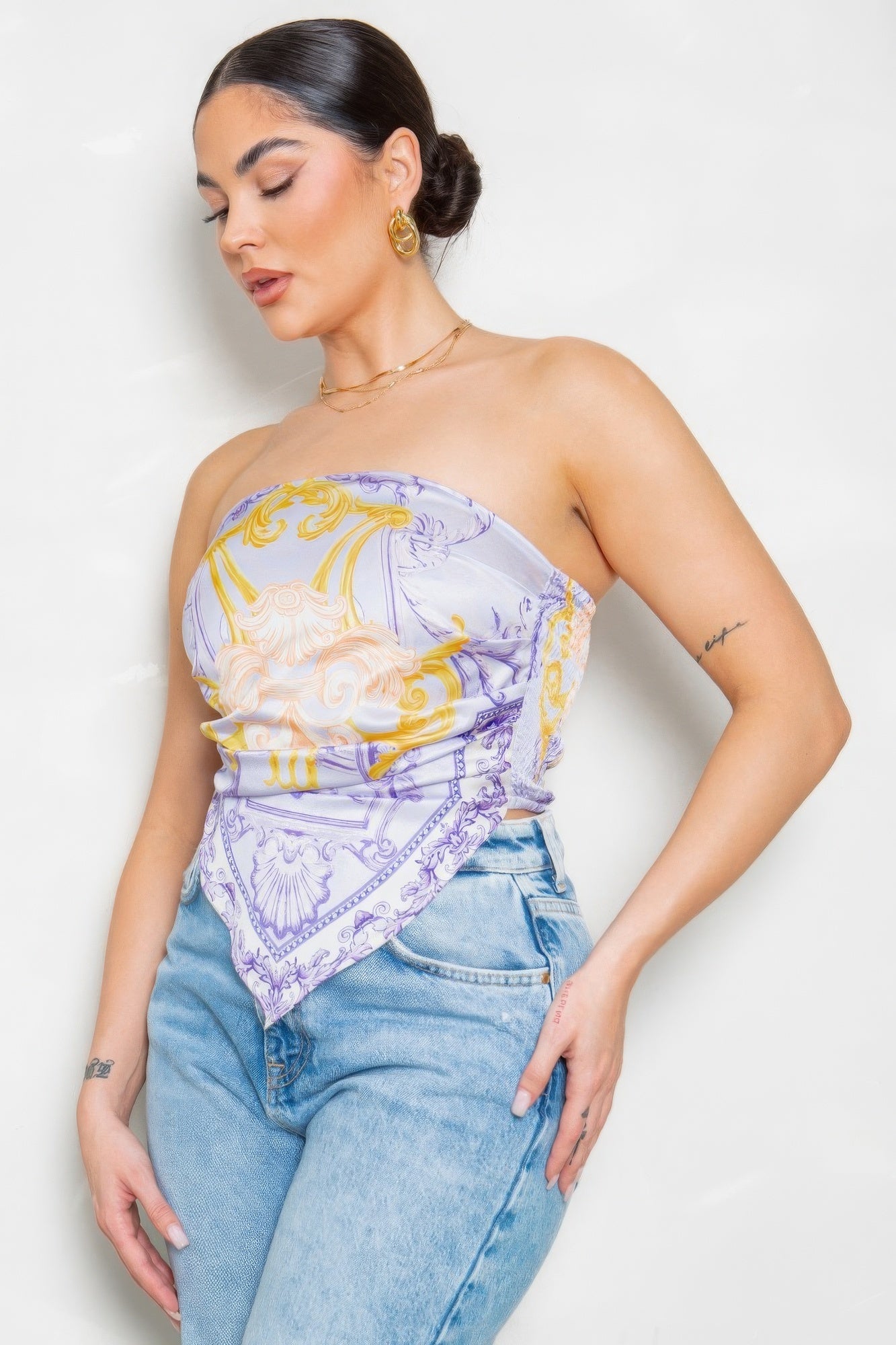 Sale - Strapless Satin Effect Scarf Top – On Sale Now