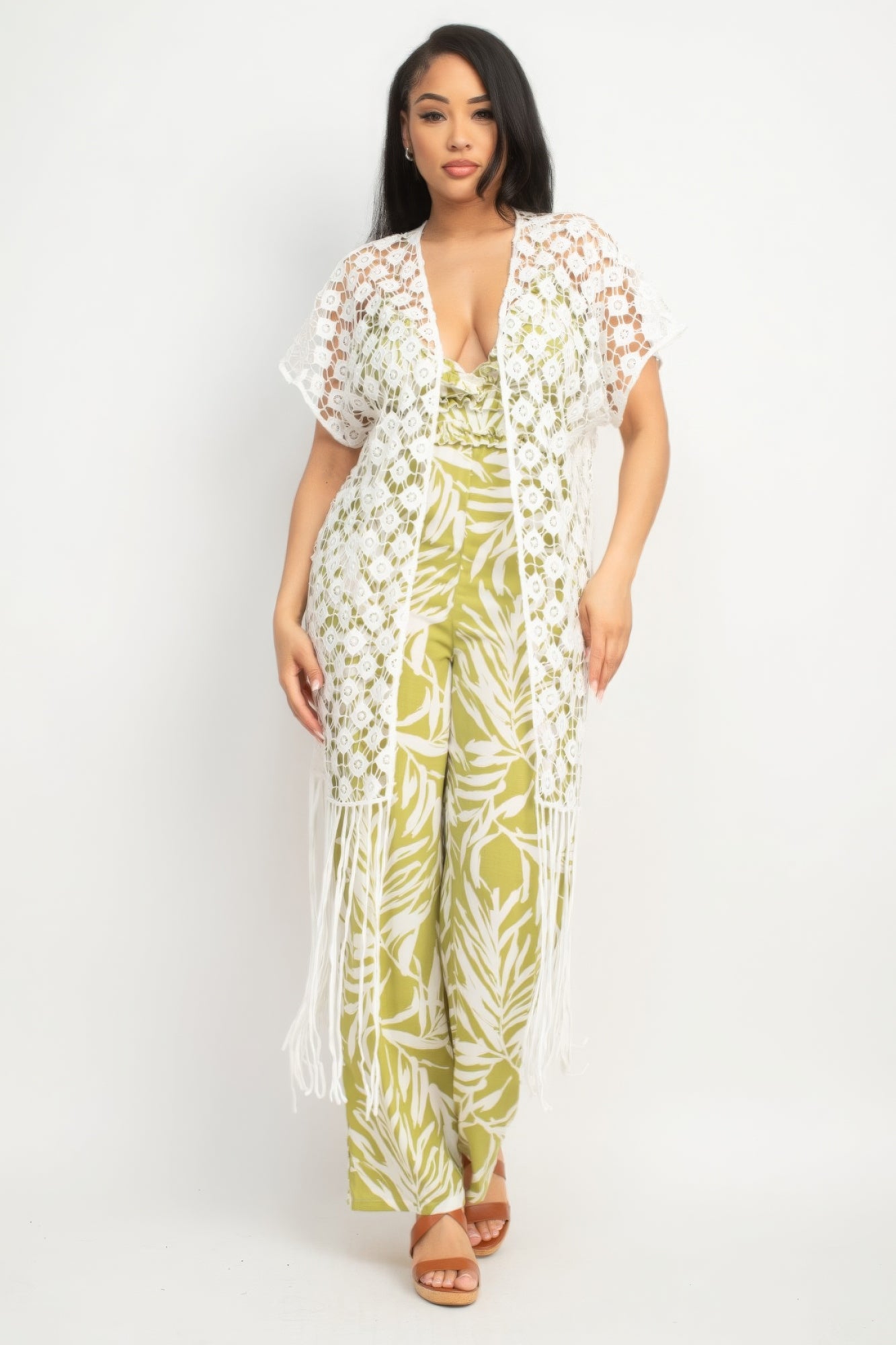 Crocheted Open-front Fringe Kimono-Product Type | Naughty Smile Fashion