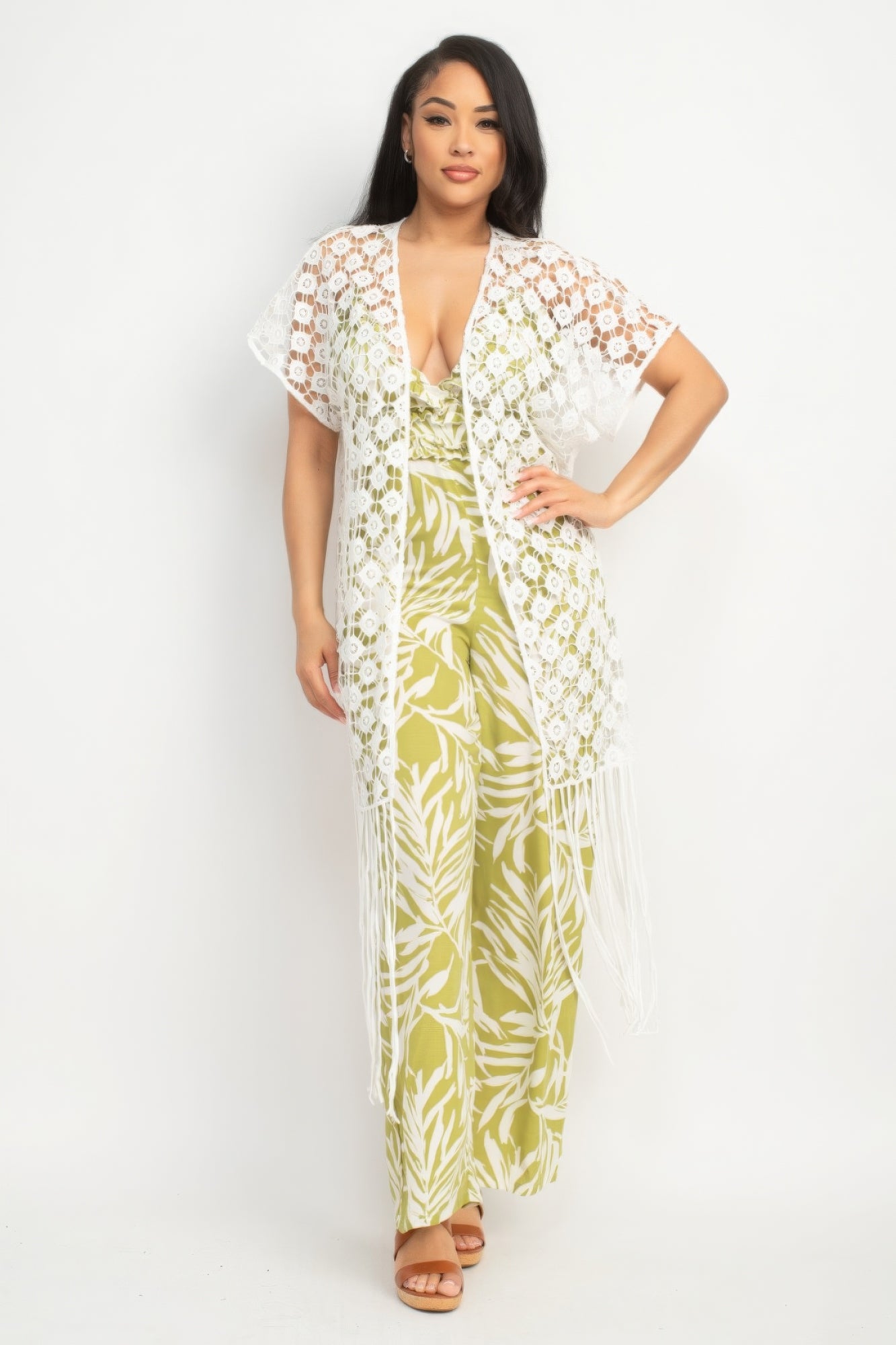 Crocheted Open-front Fringe Kimono-Product Type | Naughty Smile Fashion