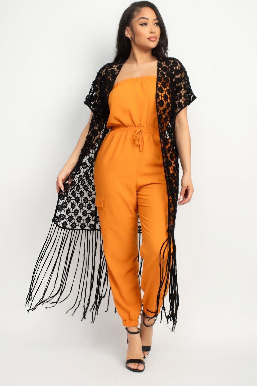Crocheted Open-front Fringe Kimono-Product Type | Naughty Smile Fashion