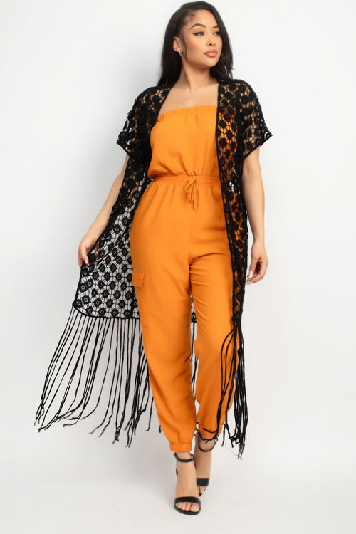 Crocheted Open-front Fringe Kimono-Product Type | Naughty Smile Fashion