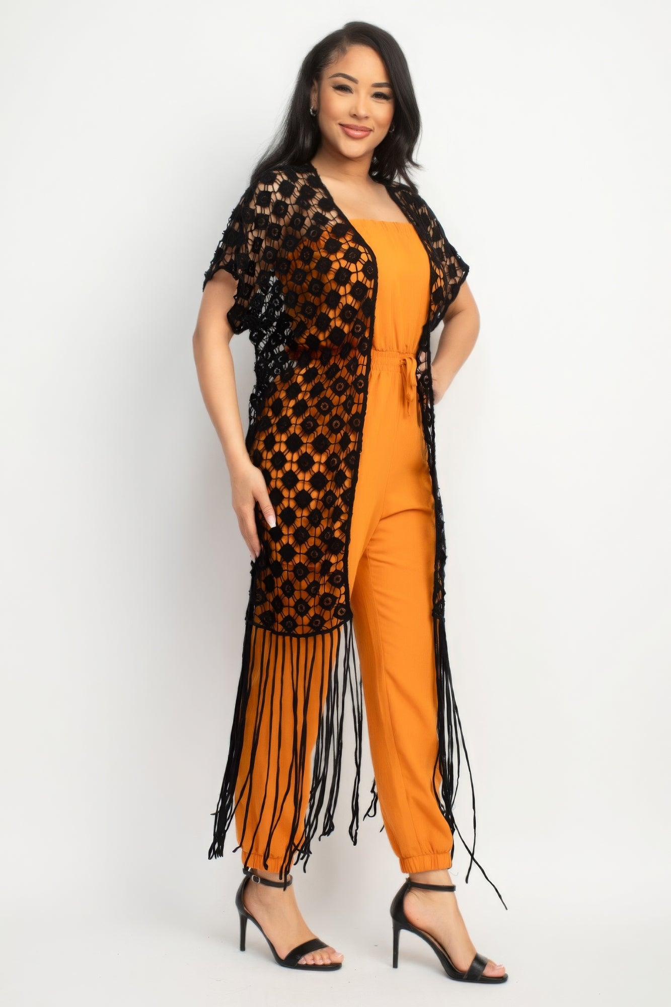 Crocheted Open-front Fringe Kimono-Product Type | Naughty Smile Fashion
