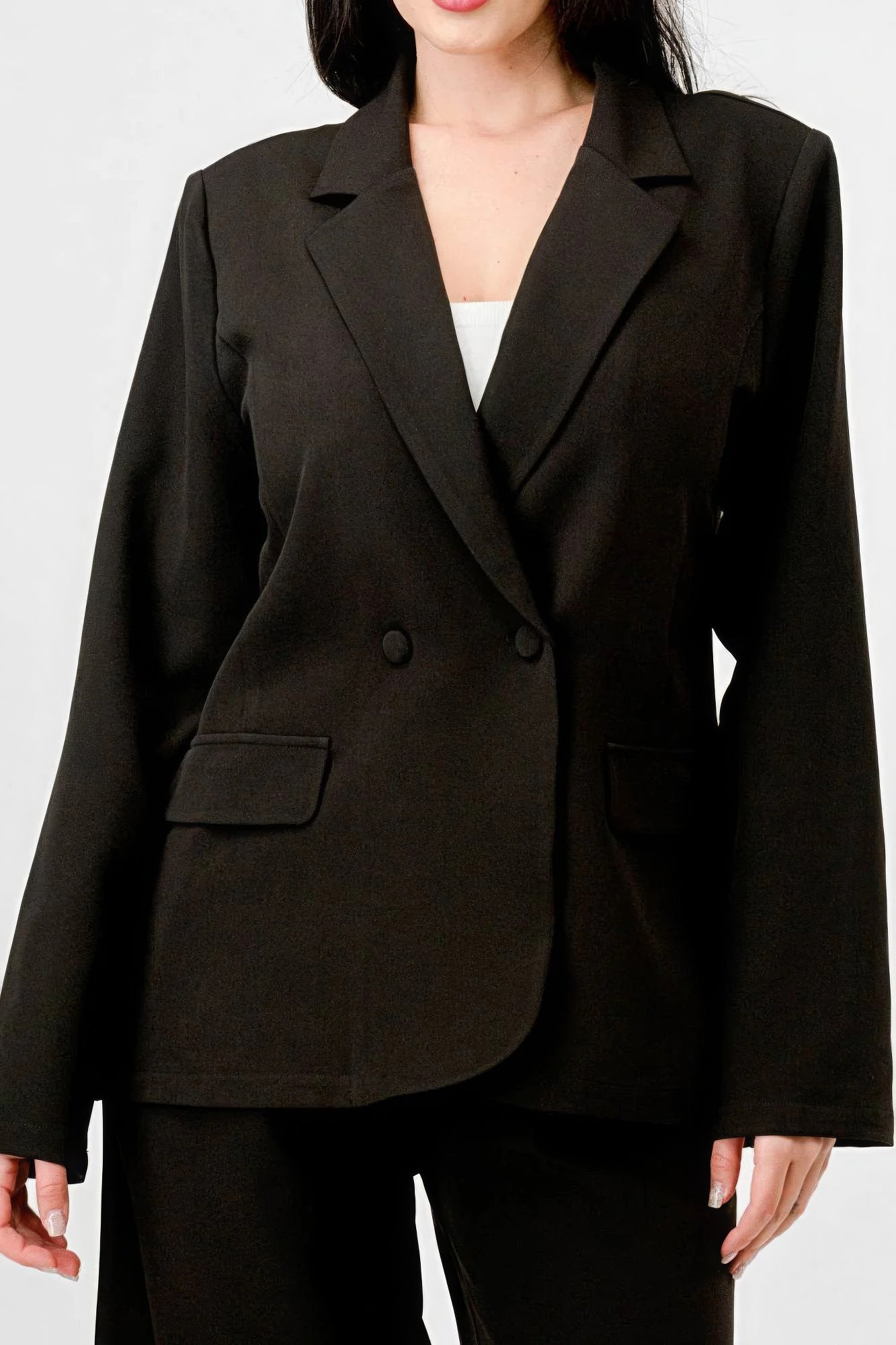 Luxe Stretch Woven Loose Fit Blazer And Wide Legs Pants Semi Formal Set-Product Type | Naughty Smile Fashion