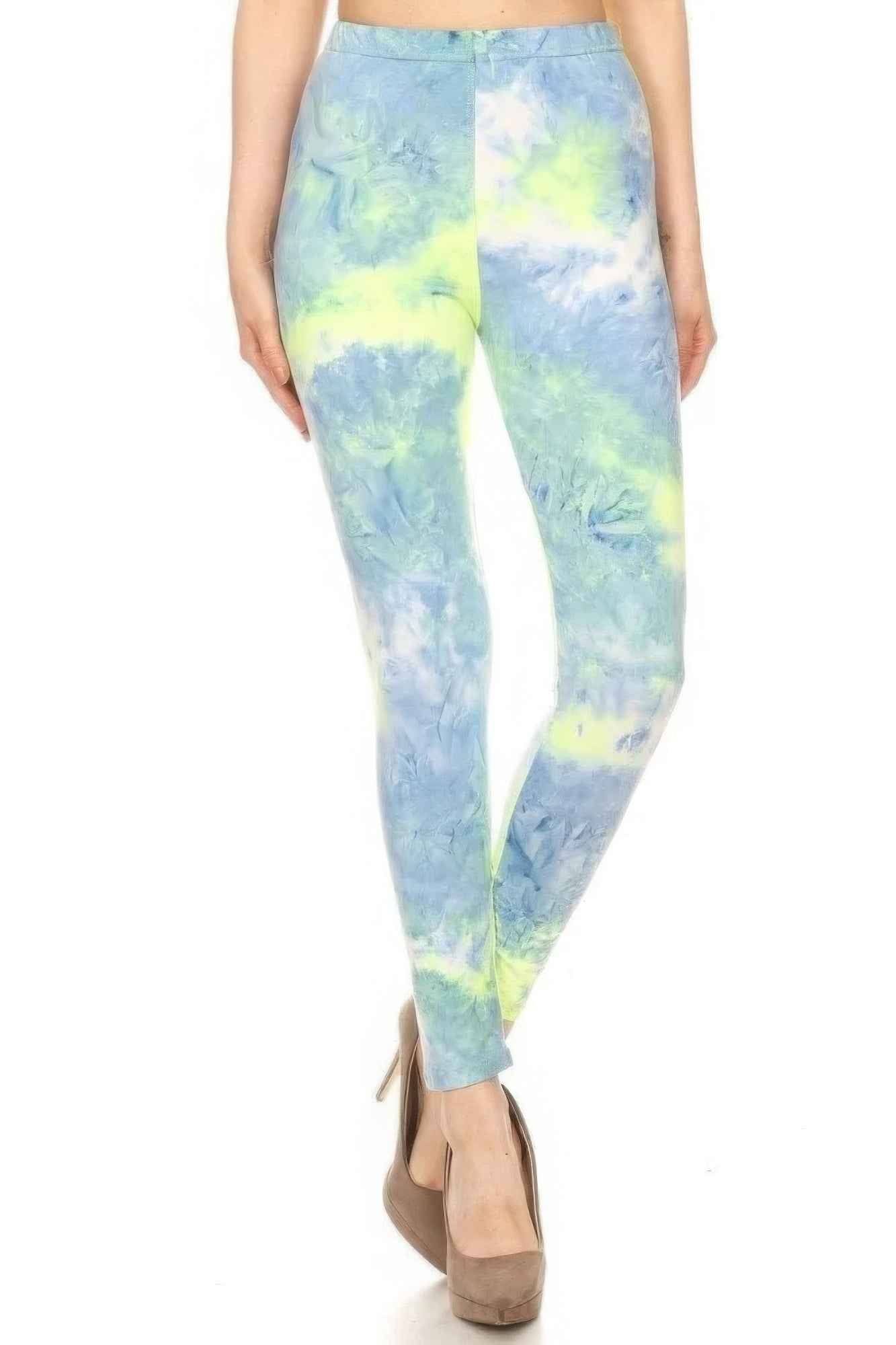 Tie Dye Printed, Full Length, High Waisted Leggings – multicolor, fashion, women style