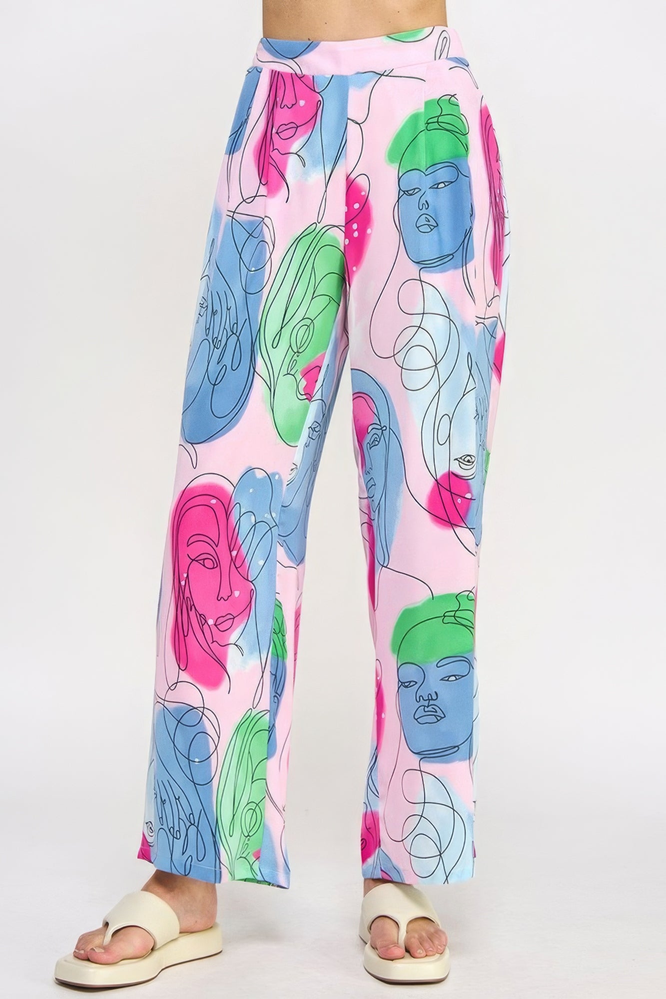 Printed Wide Leg Pant With Elastic Back-Product Type | Naughty Smile Fashion