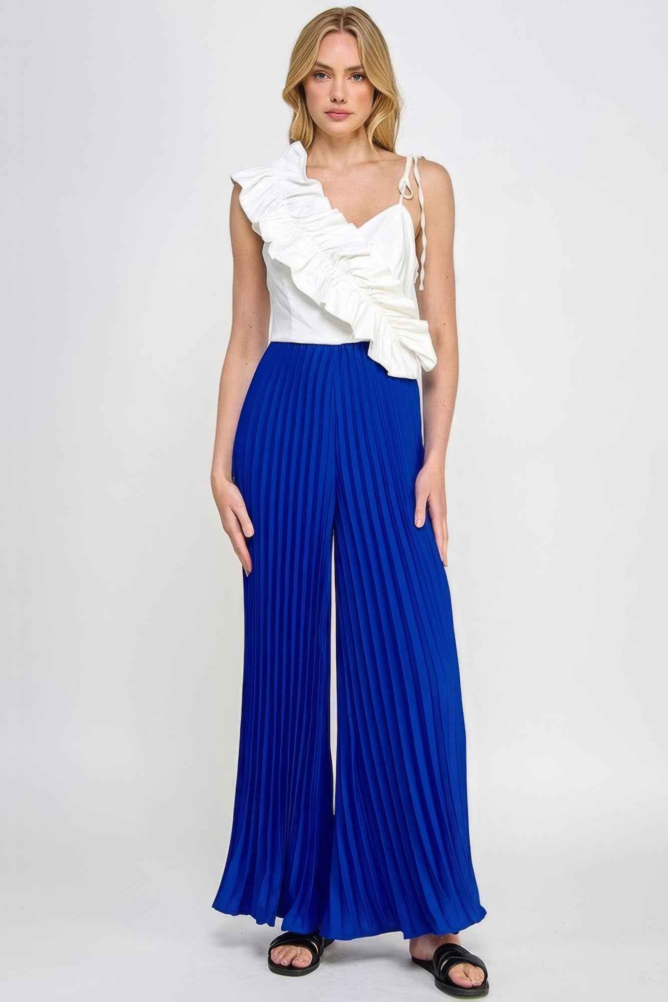 Cami Asymmetrical Ruffle Detail Pleated Bottom Jumpsuit – multicolor, fashion, women style
