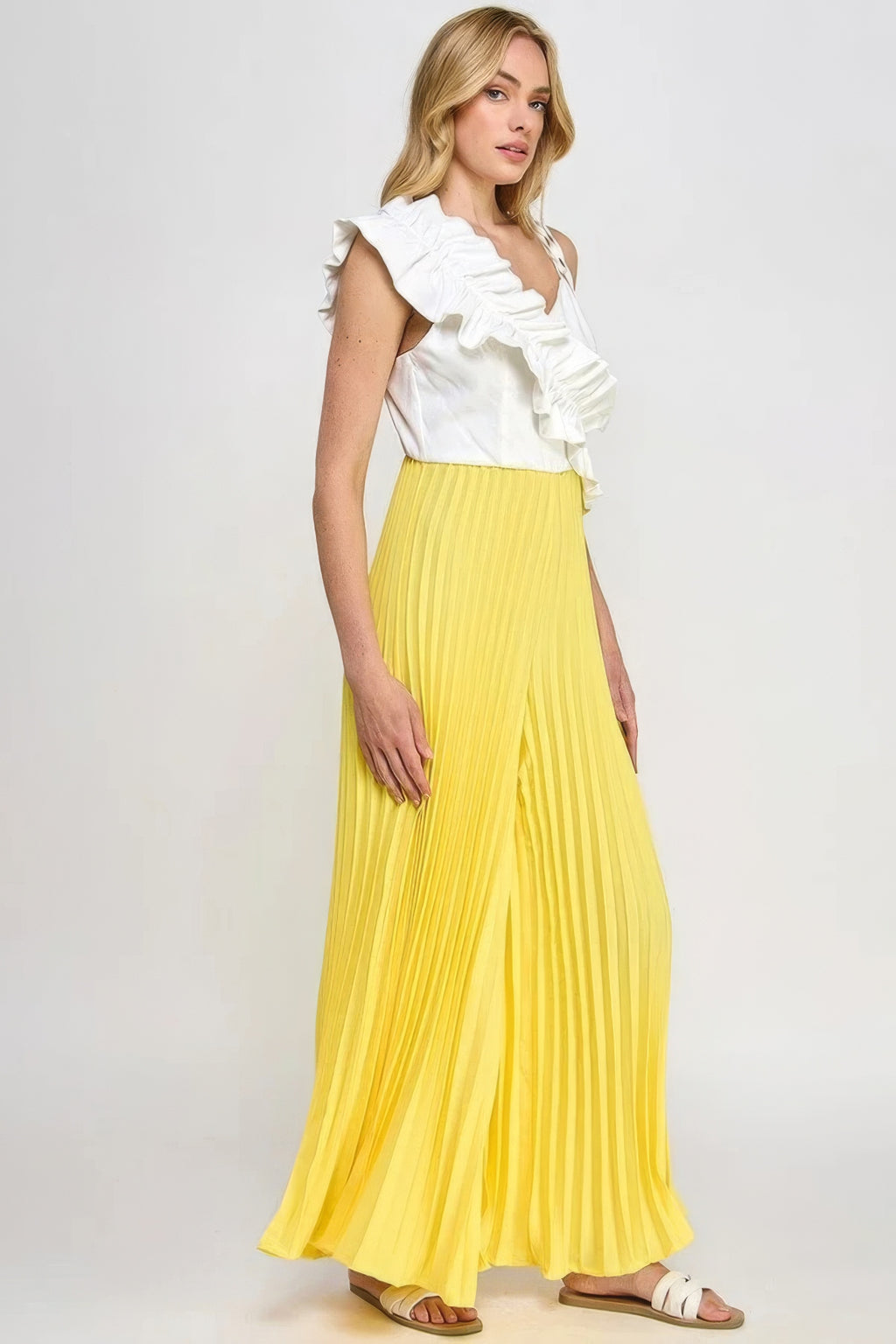 Cami Asymmetrical Ruffle Detail Pleated Bottom Jumpsuit-Product Type | Naughty Smile Fashion