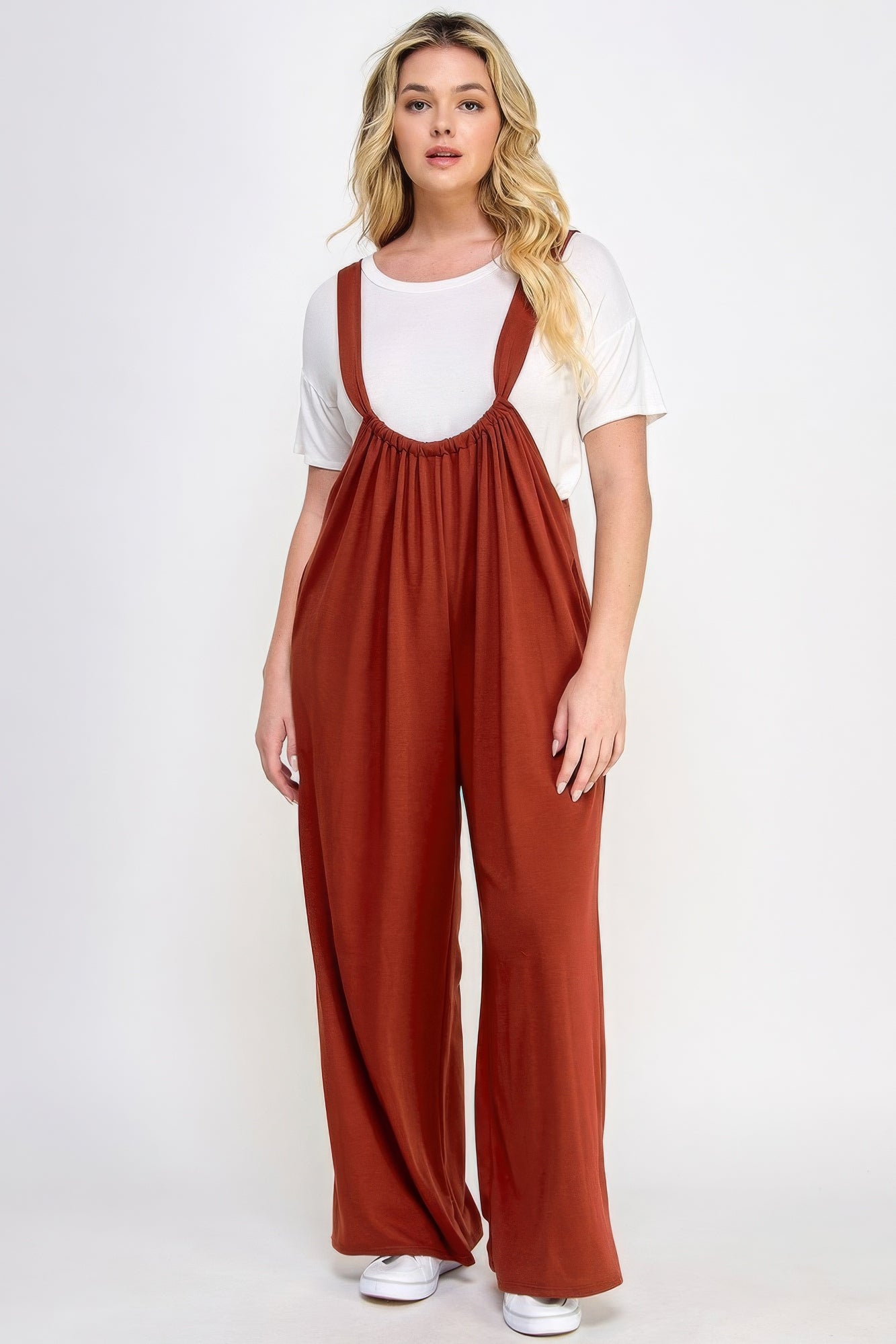 Plus Size French Terry Wide Leg Jumpsuit Overalls – Stylish & Comfortable – men’s fashion, stylish and versatile