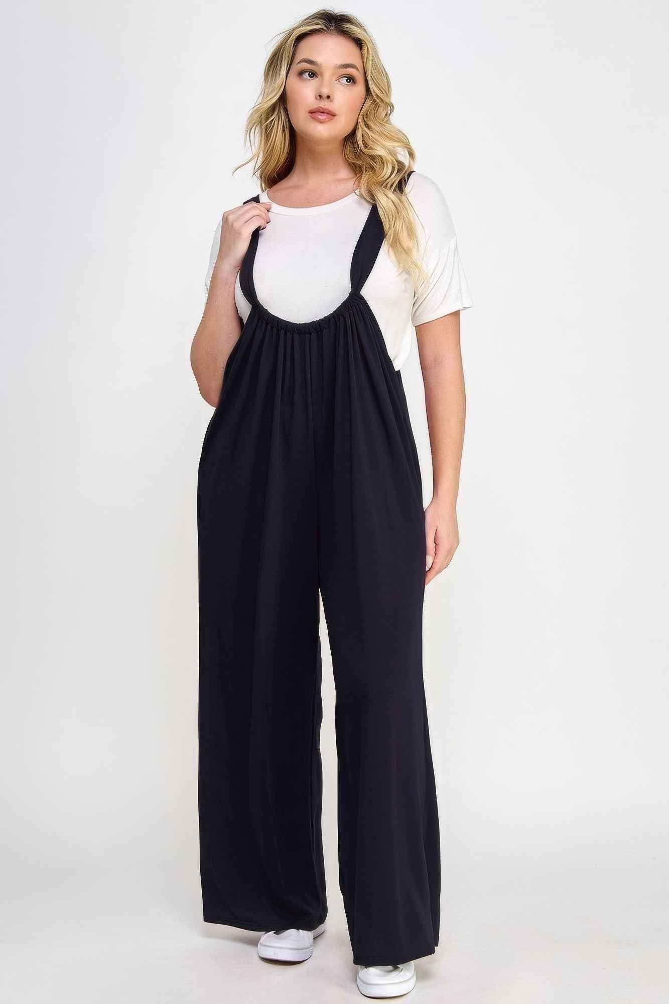 Plus Size French Terry Wide Leg Jumpsuit Overalls – Stylish & Comfortable – men’s fashion, stylish and versatile