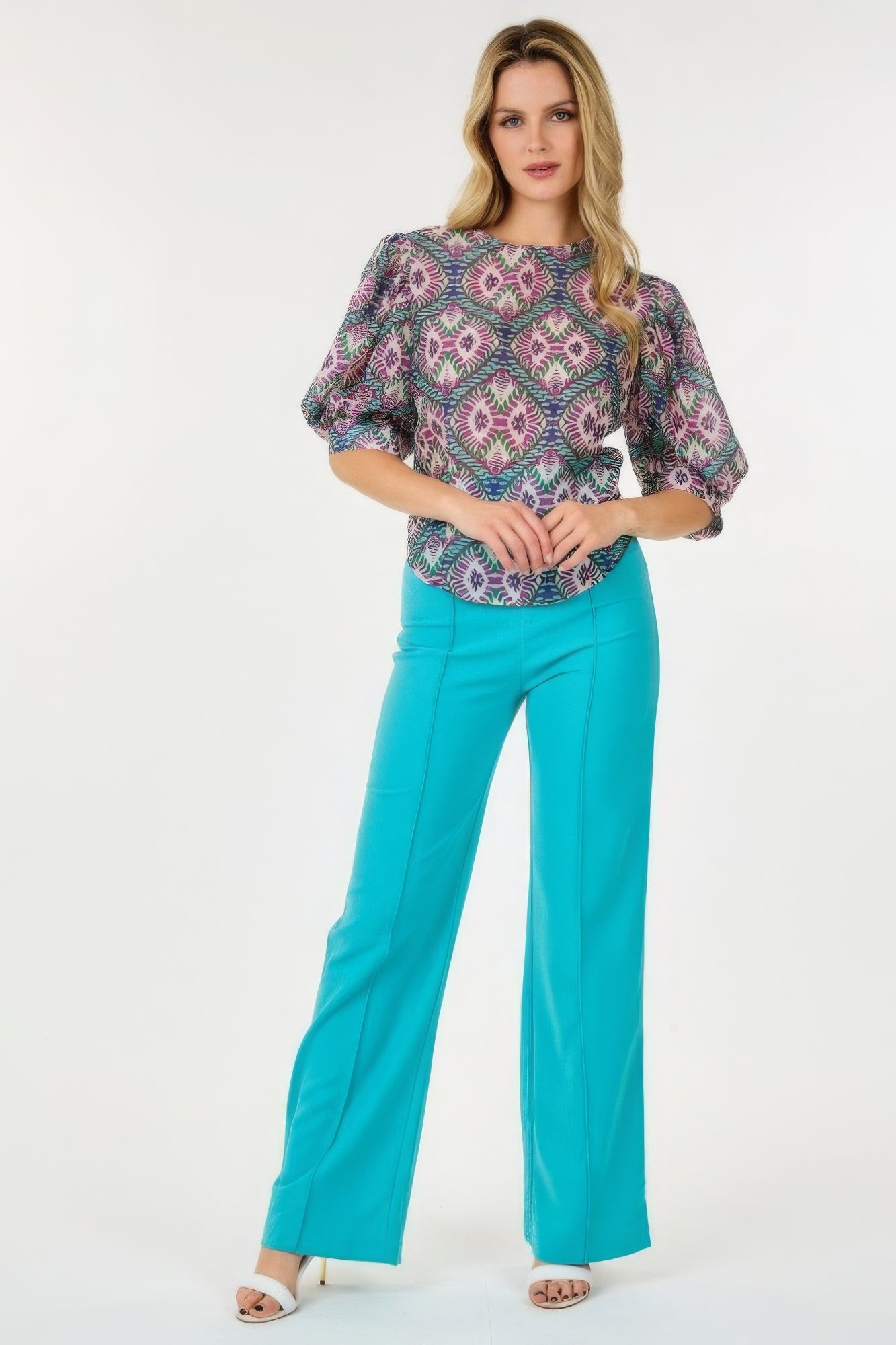 Puff Sleeve Multi-print Top-Product Type | Naughty Smile Fashion
