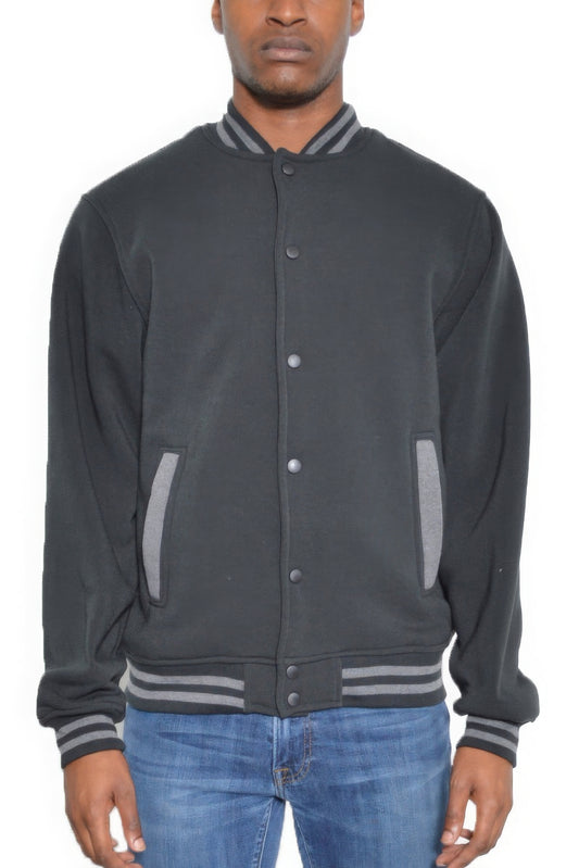 New Arrival – Mens Fleece Snap Button Varsity Jacket – New Arrival Now Live