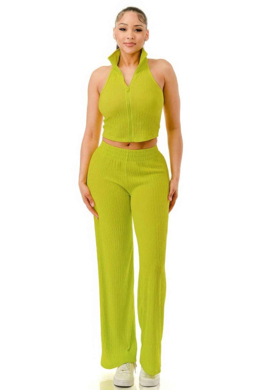 New Arrival – Crinkle Wide Pants Set Zipper – New Arrival Now Live