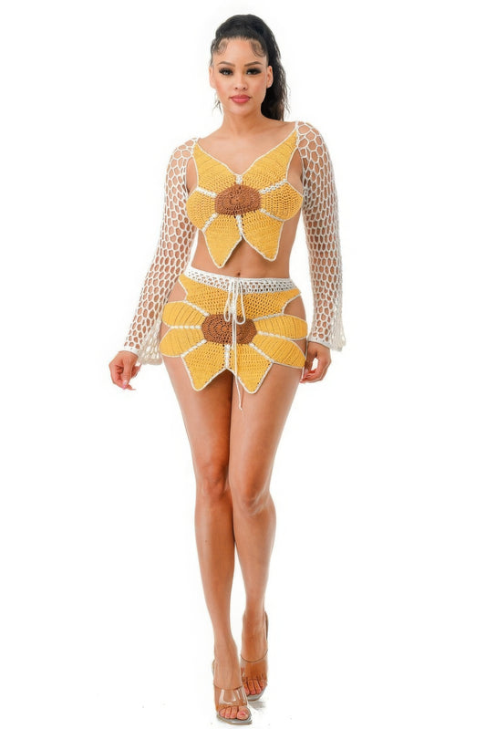 New Arrival – Crochet Skirt Set Sunflower – New Arrival Now Live