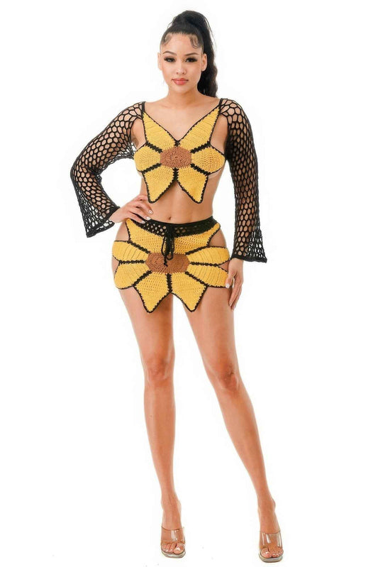 New Arrival – Crochet Skirt Set Sunflower – New Arrival Now Live