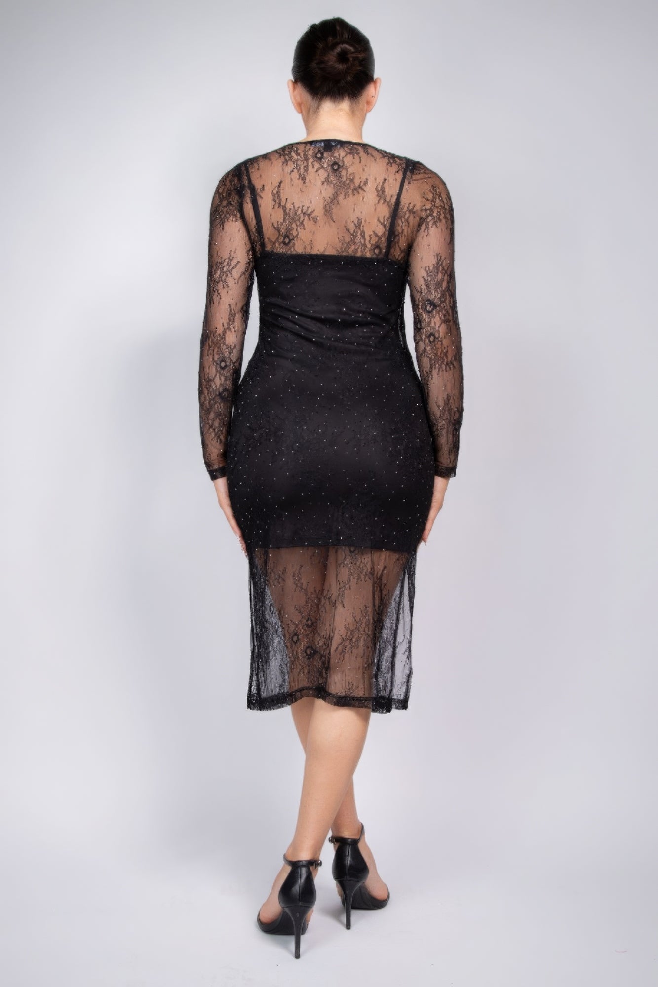 Lace Rhinestone-studded Slit Midi Dress-Product Type | Naughty Smile Fashion