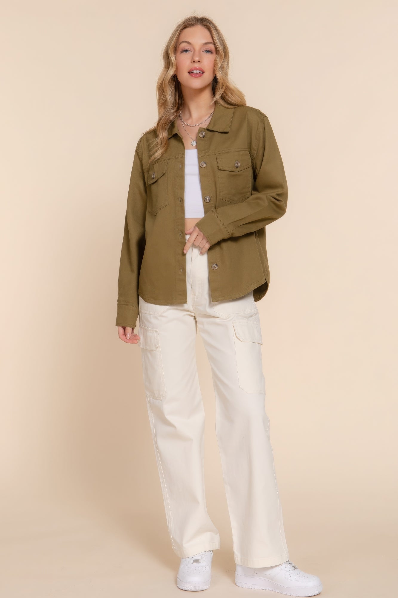Button Down Cotton Denim Shacket-Product Type | Naughty Smile Fashion