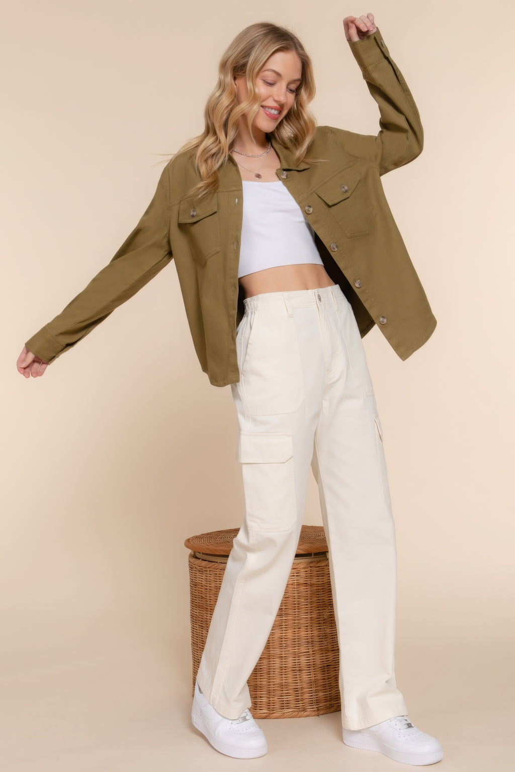 Button Down Cotton Denim Shacket-Product Type | Naughty Smile Fashion