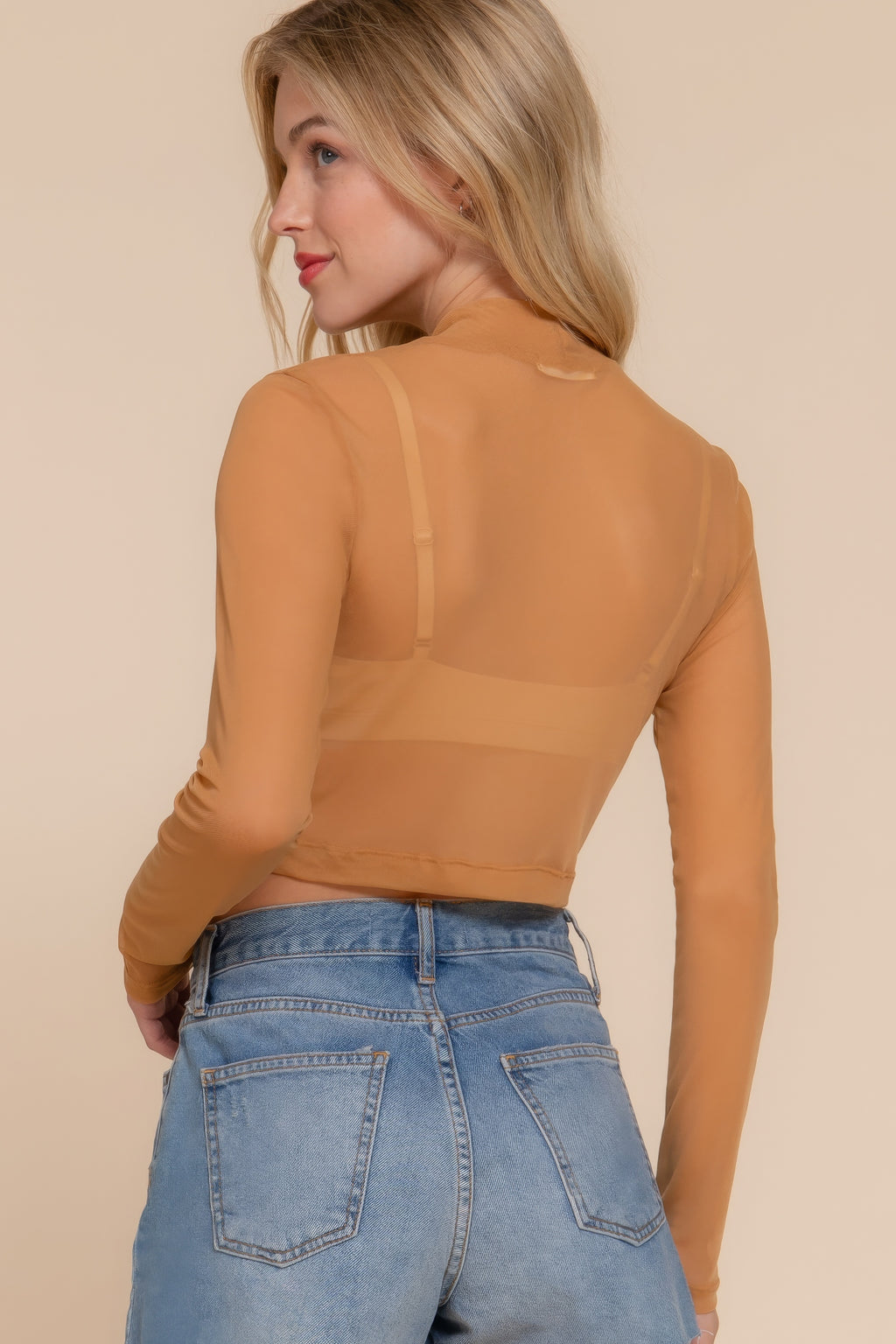 Long Sleeve Mock Neck Mesh Top-Product Type | Naughty Smile Fashion