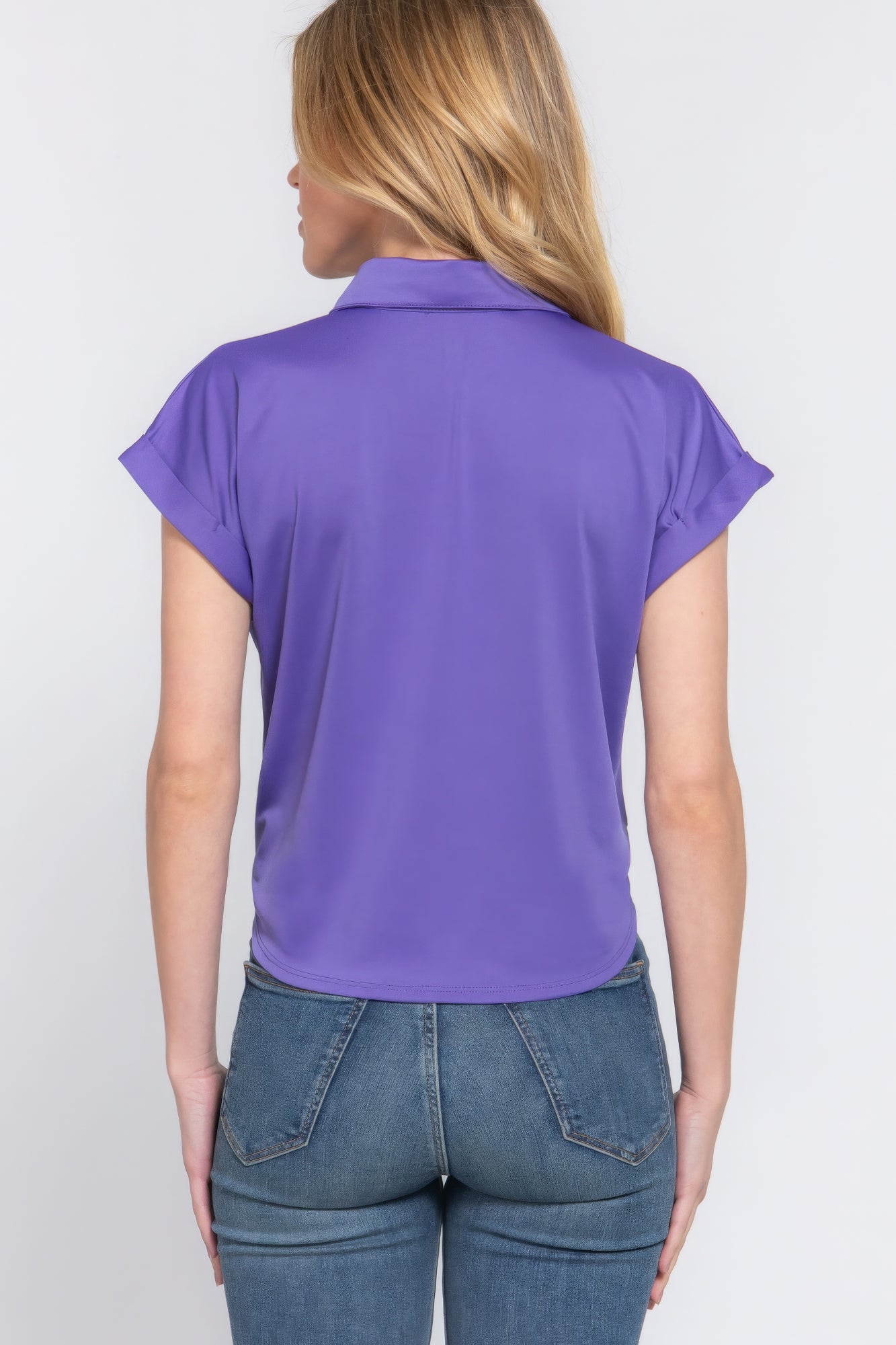 Short Slv Front Tie Stretch Ity  Top-Product Type | Naughty Smile Fashion