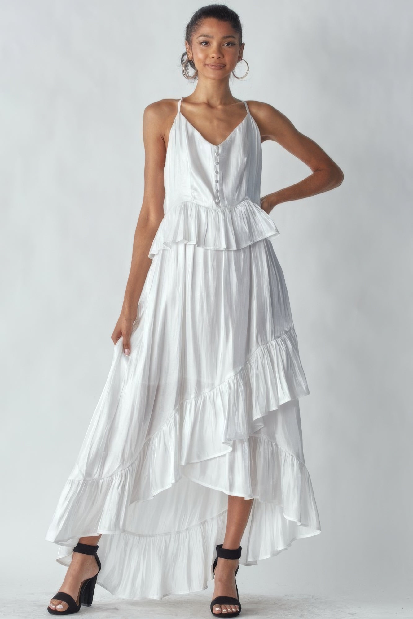 New Arrival – Shimmering Dress With Ruffles – New Arrival Now Live