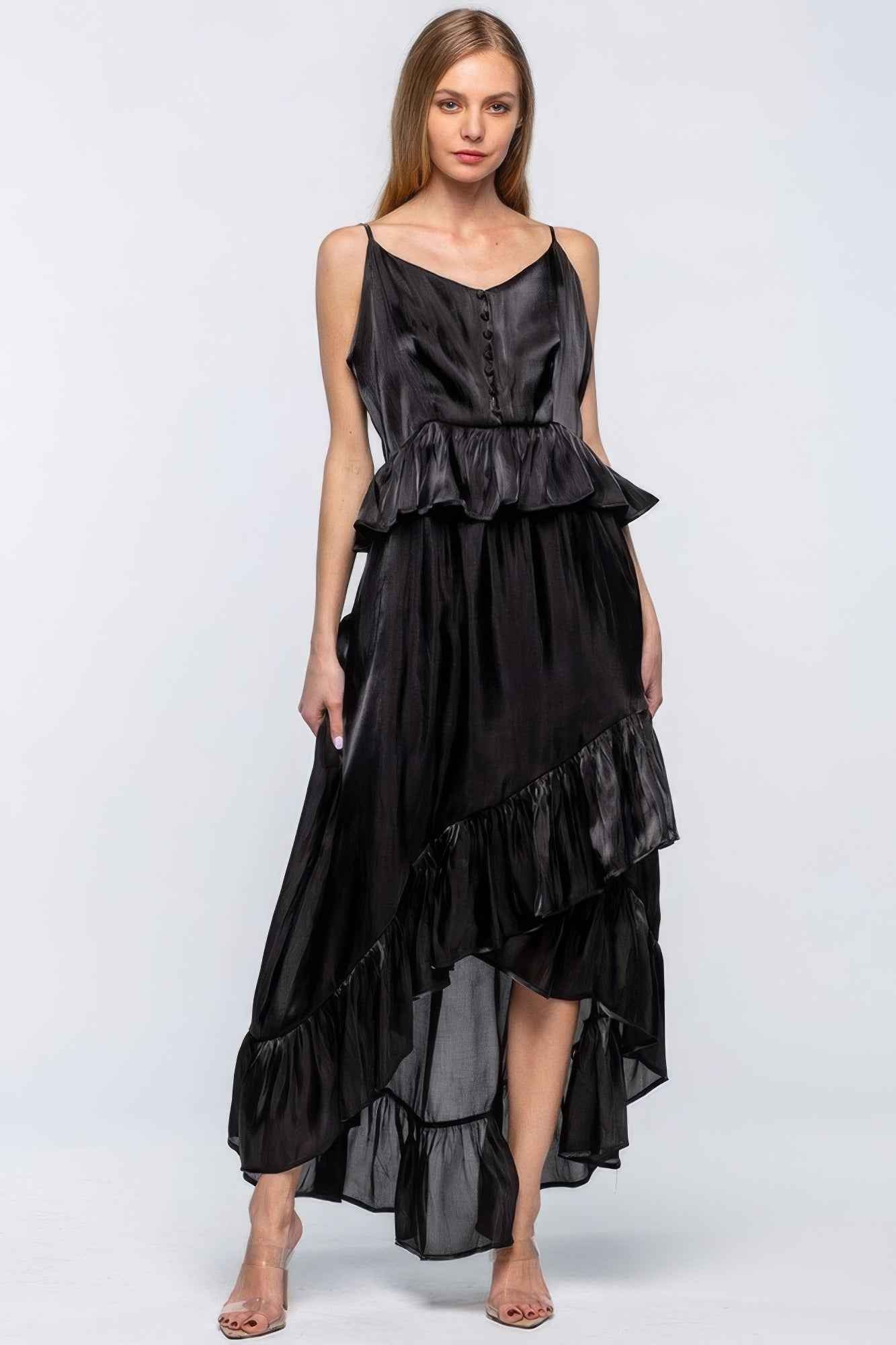 New Arrival – Shimmering Dress With Ruffles – New Arrival Now Live