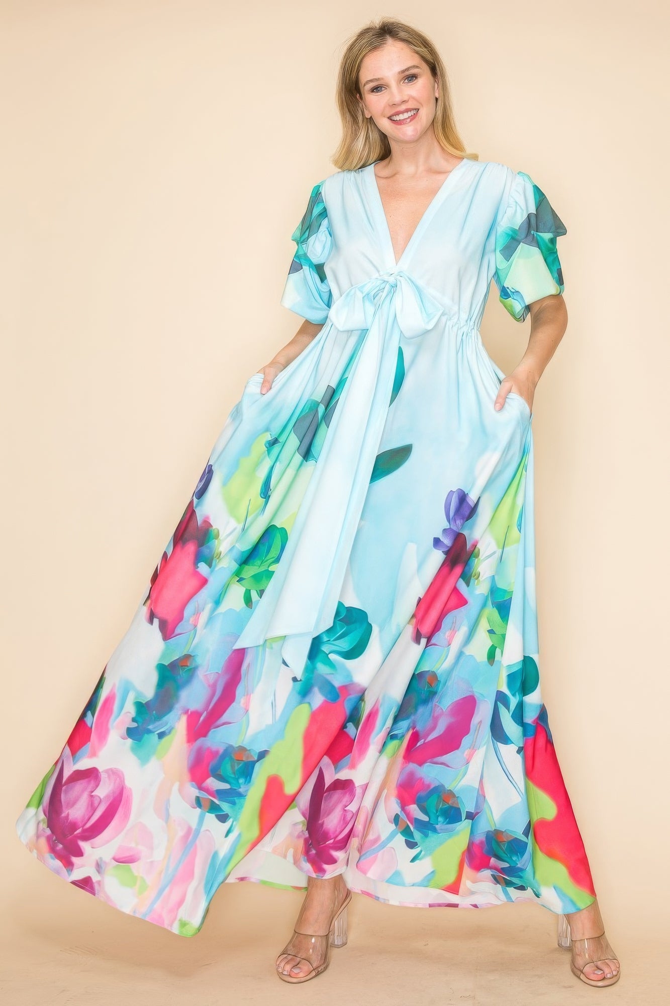 New Arrival – Printed V Neck Maxi Dress – New Arrival Now Live